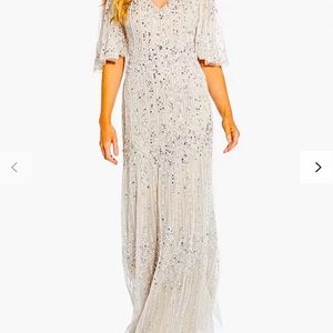 NWT Adrianna Papell capelet gown. Ivory & Biscotti